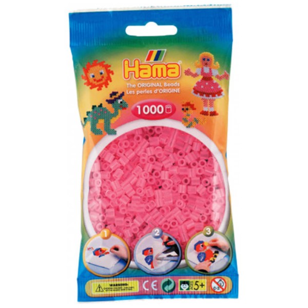 Hama Beutel mit 1000 Bügelperlen transparent-pink