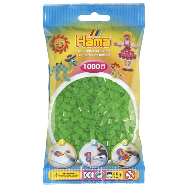 Hama Beutel mit 1000 Bügelperlen neon-grün