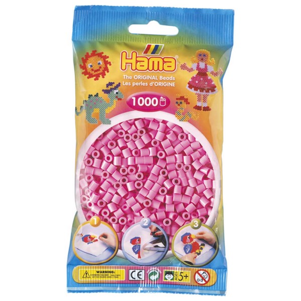 Hama Beutel mit 1000 Bügelperlen pastell-pink