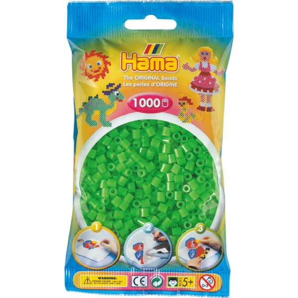 Hama Beutel mit 1000 Bügelperlen fluor-grün