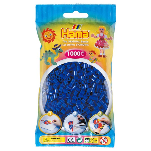 Hama Beutel mit 1000 Bügelperlen blau