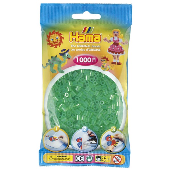 Hama Beutel mit 1000 Bügelperlen transparent-grün