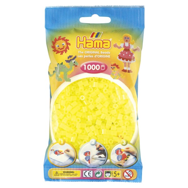 Hama Beutel mit 1000 Bügelperlen neon-gelb